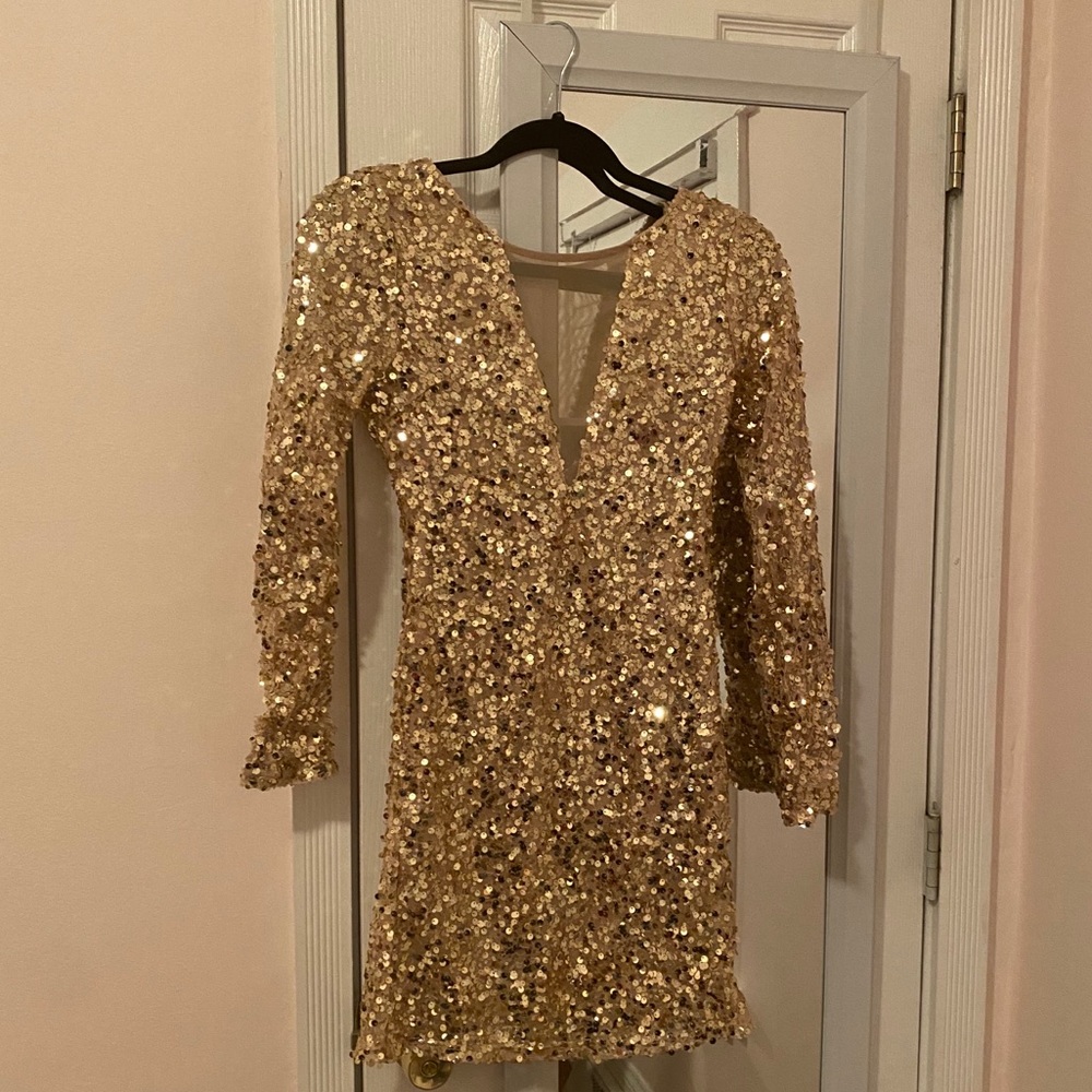 Gold sequin dress